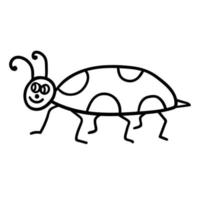 dessin animé doodle bug linéaire isolé sur fond blanc. style enfantin. vecteur