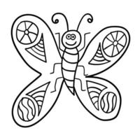 dessin animé doodle rétro papillon isolé sur fond blanc. style enfantin. vecteur