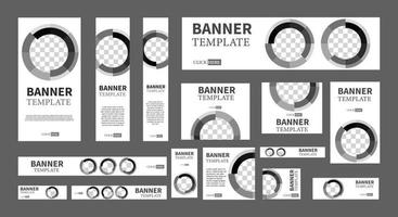 ensemble de bannières Web créatives de taille standard avec une place pour les photos vecteur