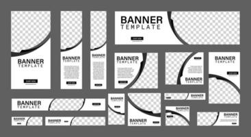 ensemble de bannières Web créatives de taille standard avec une place pour les photos. bannière publicitaire commerciale. modèle vertical, horizontal et carré. illustration vectorielle eps 10 vecteur