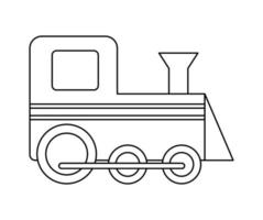 vecteur train jouet noir et blanc isolé sur fond blanc. illustration de moteur mignon pour les enfants. icône de ligne de transport drôle pour les enfants