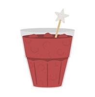 verre vectoriel avec punch aux cerises épicées. illustration de boisson alcoolisée traditionnelle d'hiver. icône de boisson chaude de vacances isolé sur fond blanc.