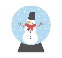 boule à neige vectorielle avec bonhomme de neige et flocons de neige. élément de décoration du nouvel an. jouet d'arbre de Noël isolé sur fond blanc. jolie boule de vacances d'hiver pour les décorations festives. vecteur