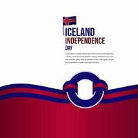 illustration de conception de modèle de vecteur de célébration de la fête de l'indépendance de l'islande