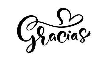 &quot;Gracias&quot; (&quot;Merci&quot; en espagnol) inscription manuscrite vecteur