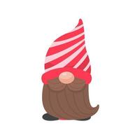 gnome de noël. un petit gnome coiffé d'un bonnet de laine rouge. fêter noël vecteur