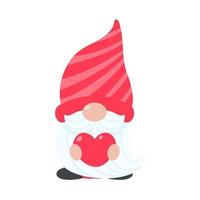 gnome de noël. un petit gnome coiffé d'un bonnet de laine rouge. fêter noël vecteur