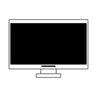 caricature d'icône d'ordinateur en noir et blanc vecteur