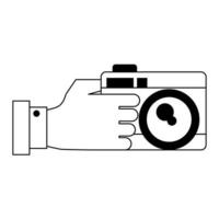 icône d'appareil photo en noir et blanc vecteur