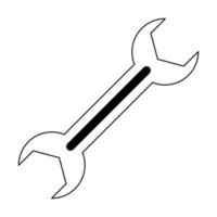 icône d'outils de clé en noir et blanc vecteur