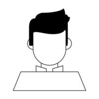 Portrait de personnage de dessin animé avatar homme en noir et blanc vecteur