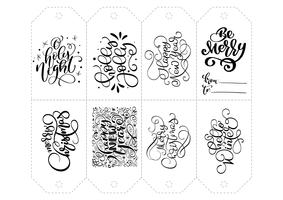 Set de calligraphie de vecteur de phrases pour les balises. Illustration de lettrage isolé Noël dessinés à la main. Carte de conception doodle esquisse coeur vacances. décor pour impression et décor