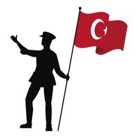 soldat avec drapeau turquie vecteur