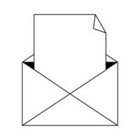 caricature d'icône d'enveloppe en noir et blanc vecteur