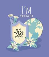 je suis vacciné lettrage vecteur