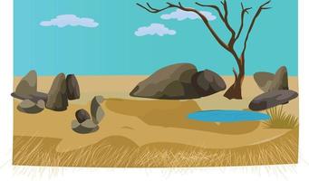paysage de sable avec des arbres et de l'eau vector illustration de fond