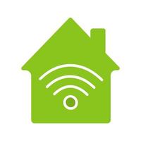 icône de couleur de glyphe de connexion Internet à domicile. maison avec signal wifi à l'intérieur. symbole de la silhouette sur fond blanc. espace négatif. illustration vectorielle