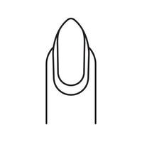 ongle en forme d'amande avec icône linéaire de manucure lune inversée. illustration de la ligne mince. manucure ordinaire. symbole de contour. dessin de contour isolé de vecteur