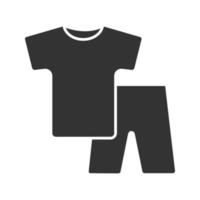 icône de glyphe de vêtements de nuit. pyjamas. symbole de silhouette. short et t-shirt. espace négatif. illustration vectorielle isolée vecteur