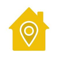 icône de couleur du glyphe de l'emplacement de la maison. maison avec carte précise à l'intérieur. symbole de la silhouette sur fond blanc. espace négatif. illustration vectorielle vecteur