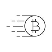 icône linéaire de bitcoin volant. illustration de la ligne mince. crypto-monnaie. symbole de contour. dessin de contour isolé de vecteur