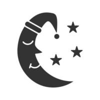 lune avec l'icône de glyphe d'étoiles. symbole de silhouette. la nuit. espace négatif. illustration vectorielle isolée vecteur