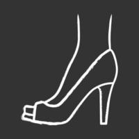 icône de craie de talons hauts peep toe. conception de chaussures élégantes pour femme. chaussures décontractées pour femmes, talons aiguilles d'été modernes de luxe. accessoire de vêtements de fête à la mode. illustration de tableau de vecteur isolé