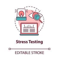 icône de concept de test de stress. illustration de ligne mince d'idée d'étape de développement de logiciel. vérification de la stabilité et de la fiabilité des applications. il projette. dessin de contour isolé de vecteur. trait modifiable vecteur
