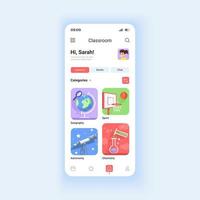 modèle vectoriel d'interface de smartphone en mode de jour d'éducation en ligne