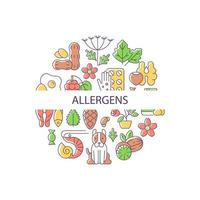 mise en page du concept de couleur abstraite d'allergènes avec titre