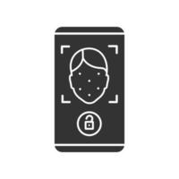 icône de glyphe d'application mobile de protection contre le scan du visage vecteur