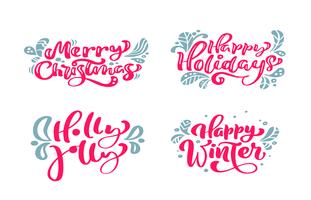 Définir le texte du vecteur Modèle de carte de conception lettrage calligraphique joyeux Noël. Typographie créative pour l&#39;affiche de cadeau de souhaits de vacances. Calligraphie Police Style Bannière