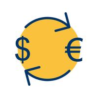 Échange d&#39;euro avec l&#39;icône de vecteur de dollar