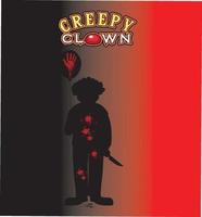 affiche de texte de clown effrayant avec silhouette de clown vecteur