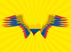 drapeau colombie ailes coeur vecteur