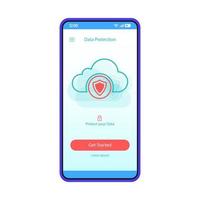 modèle vectoriel d'interface de smartphone de protection des données