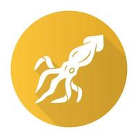 icône de glyphe de grandissime design plat jaune calmar. animal marin nageant avec des tentacules. restaurant de fruits de mer. créature sous-marine. poisson de mer. mollusque invertébré aquatique. illustration vectorielle vecteur