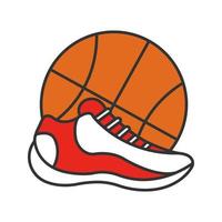 icône de couleur de ballon et de chaussure de basket-ball. illustration vectorielle isolée vecteur