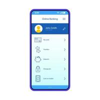 modèle vectoriel d'interface d'application de smartphone de banque en ligne