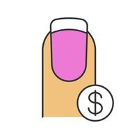 icône de couleur des prix des services de salon de manucure. manucure française avec signe dollar. illustration vectorielle isolée vecteur