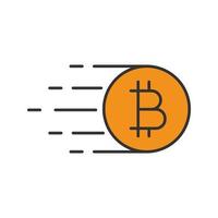 icône de couleur bitcoin volante. crypto-monnaie. illustration vectorielle isolée vecteur
