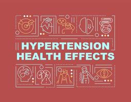 bannière de concepts de mot effets sur la santé de l'hypertension vecteur