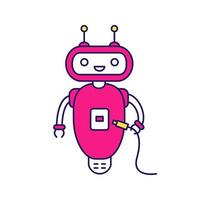 chatbot avec icône de couleur de câble usb vecteur