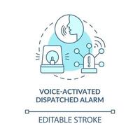 Icône de concept bleu d'alarme envoyée activée par la voix vecteur