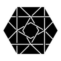 icône de glyphe hexagonal ornemental. figure géométrique décorative. lignes croisées. élément de texture de tuile. forme abstraite. forme isométrique. symbole de silhouette. espace négatif. illustration vectorielle isolée vecteur