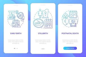 écran de la page de l'application mobile d'intégration du dégradé bleu droit au congé de maternité vecteur