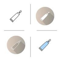 icône de tube de dentifrice. design plat, styles linéaires et de couleur. illustrations vectorielles isolées vecteur