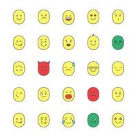 Ensemble d'icônes de couleur smileys. sentiments, émotions. illustrations vectorielles isolées vecteur