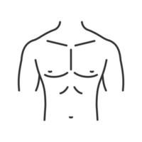 icône linéaire de poitrine masculine musclée. illustration de la ligne mince. symbole de contour. dessin de contour isolé de vecteur