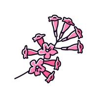 icône de couleur plumeria rvb. fleur d'arbre ipé. fleur tropicale. fleur brésilienne rose. plante sud-américaine. botanique. fleuron exotique. illustration vectorielle isolée vecteur